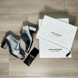 RRP$980 Junya Watanabe Comme des Garçons mid-heel silver Ankle Boots NWT